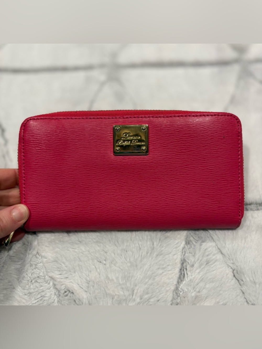 RALPH LAUREN ZIP AROUND WALLET SLOAN STREET PINK SAPH Classic Lauren Ralph
